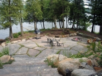 Outdoor Seating with a Mix of Stones
